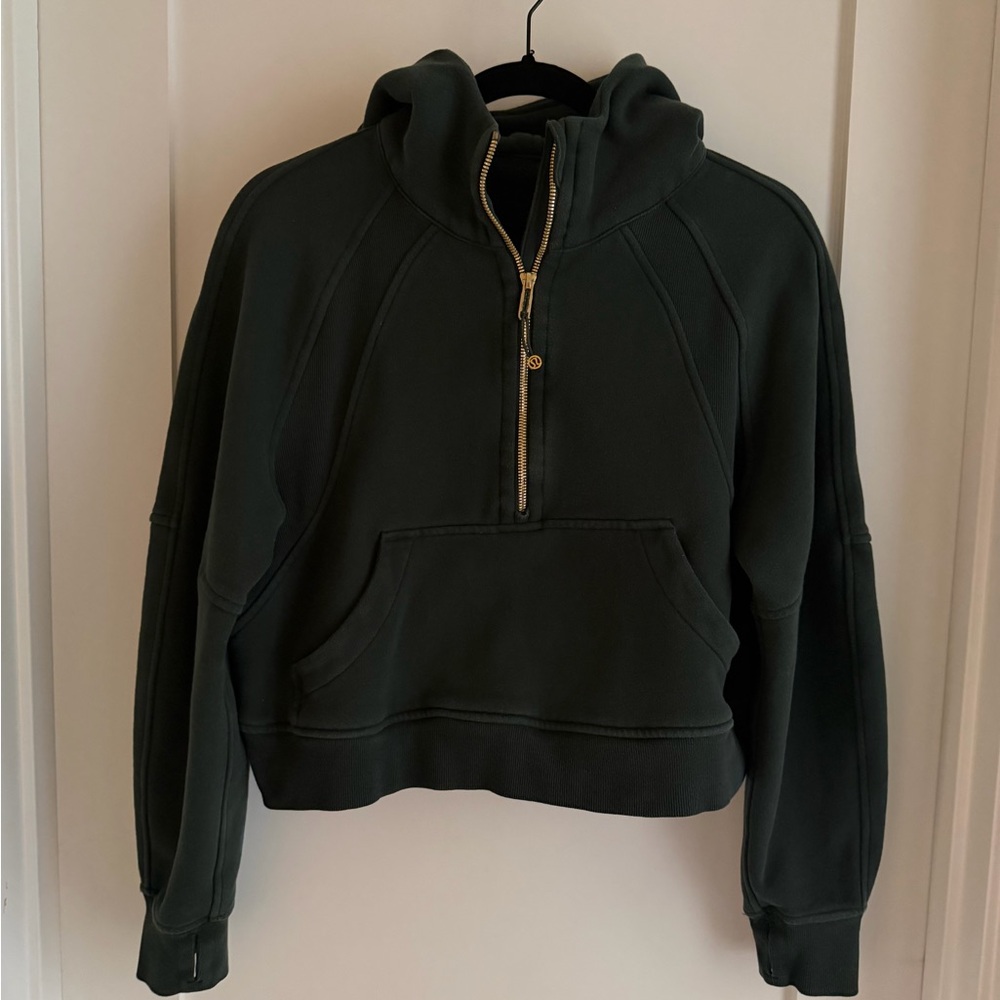 lululemon athletica Cropped Scuba Dark Green Hoodie